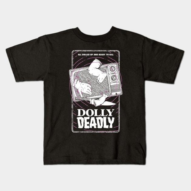 Dolly Deadly on VHS Kids T-Shirt by awretchedproduction